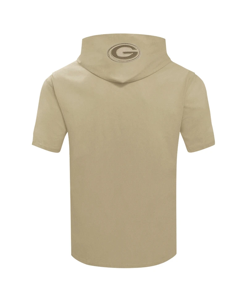 Pro Standard Men's Tan Green Bay Packers Neutrals Capsule Short Sleeve Pullover Hoodie