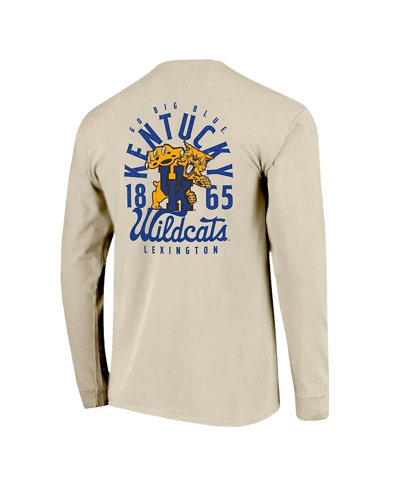 Image One Men's Natural Kentucky Wildcats Comfort Colors Mascot Overlay Long Sleeve T-Shirt