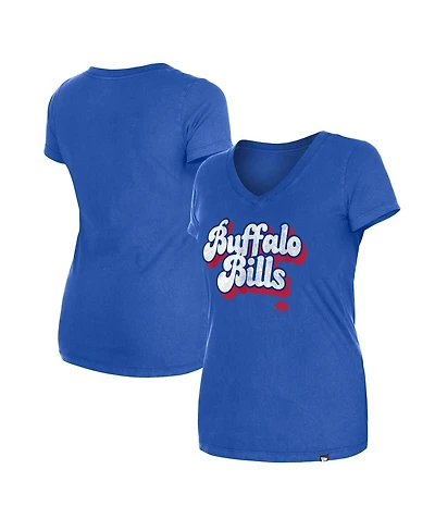 New Era Women's Royal Buffalo Bills Enzyme Wash Low V-Neck T-Shirt