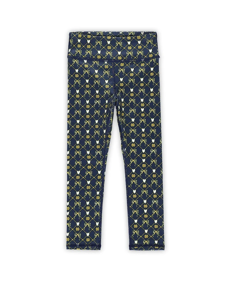 ZooZatz Girls Toddler 2-Piece Navy Notre Dame Fighting Irish Tri-Blend Bow Legging and Shirt Set