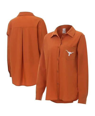 ZooZatz Women's Burnt Orange Texas Longhorns Stretch Woven Button-Up Shirt