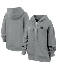 Nike Women's Heather Gray Team Usa Phoenix Fleece Full-Zip Hoodie