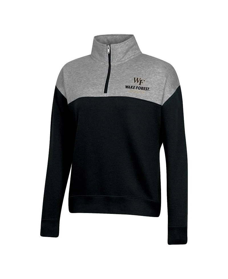Champion Women's Black Wake Forest Demon Deacons Color-Blocked Quarter-Zip Sweatshirt