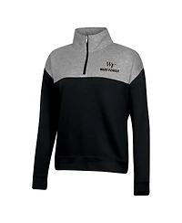Champion Women's Black Wake Forest Demon Deacons Color-Blocked Quarter-Zip Sweatshirt