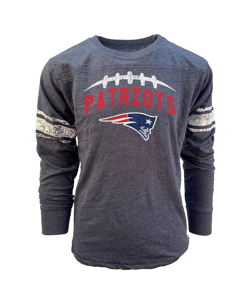 Wes & Willy Big Boys and Girls Navy New England Patriots Football Long Sleeve T-Shirt