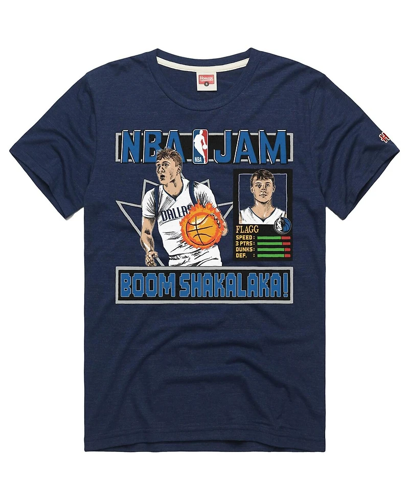 Homage Men's and Women's Cooper Flagg Navy Dallas Mavericks Nba Jam Tri-Blend T-Shirt