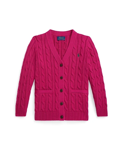 Polo Ralph Lauren Girls 2T-6X Cable V-Neck Cardigan