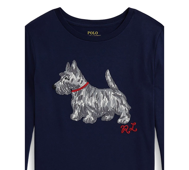 Polo Ralph Lauren Girls 7-16 Dog-Print Long-Sleeve T-Shirt