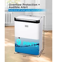 Black+Decker 1000 Sq. Ft. Dehumidifier for Home, Bedroom and Basement, Up To 9 Pints Per Day, Energy Star Certified, 3.3-Pint Bucket, White