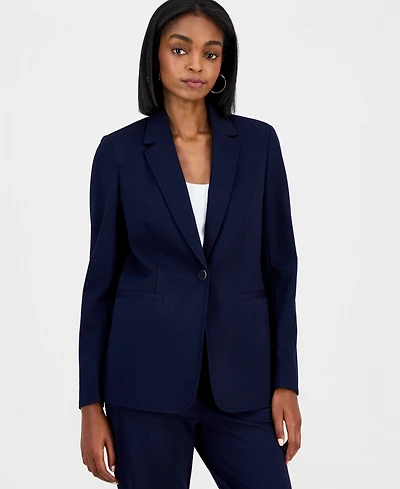Bar Iii Women's Compression Notch-Collar Single Button Blazer, Created for Macy's