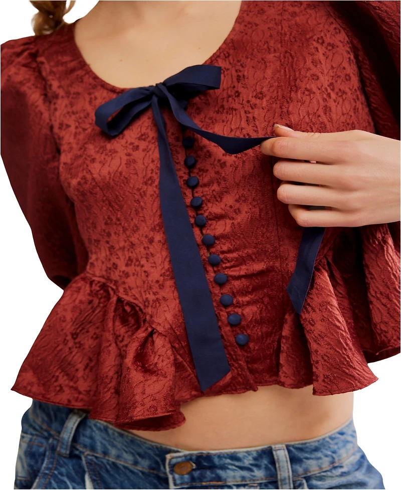 Free People Women's Scoop Neck Pamela Bow Top
