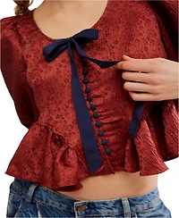 Free People Women's Scoop Neck Pamela Bow Top