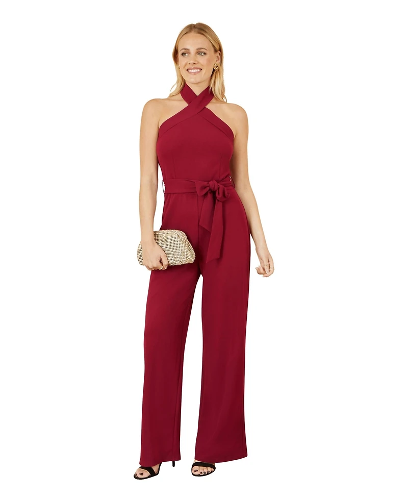 Yumi Women's Cross Over Halter Neck Jumpsuit