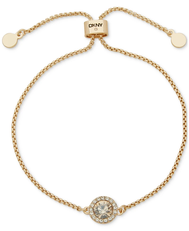 Dkny Crystal Inlay Stone Gold-Tone Slider Bracelet