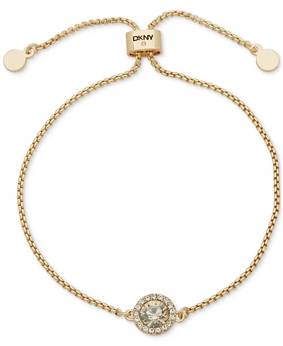 Dkny Crystal Inlay Stone Gold-Tone Slider Bracelet