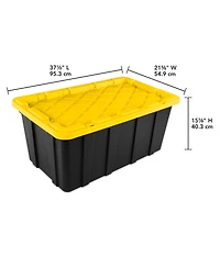 Sterilite 38 Gallon Industrial Stackable Storage Tote Lidded Containers, 4 Pack