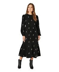 Yumi Women's Long Sleeve Midi Floral Dress