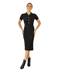 Yumi Women's Fitted Rib Knitted Midi Dress