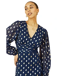 Yumi Women's Elegant Foil Print Midi Dress