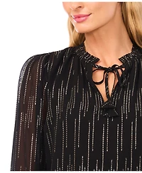 CeCe Women's Smocked Cuff Ruffle Top
