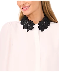 CeCe Women's Long Sleeves Applique Button Up Shirts