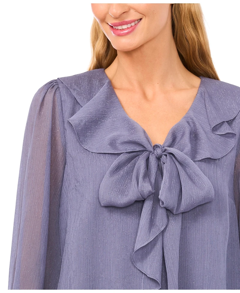 CeCe Women's Ruffle Tie V-Neck Top