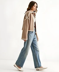 Modenaire Women's Textured Knit Layered-Back Jacket