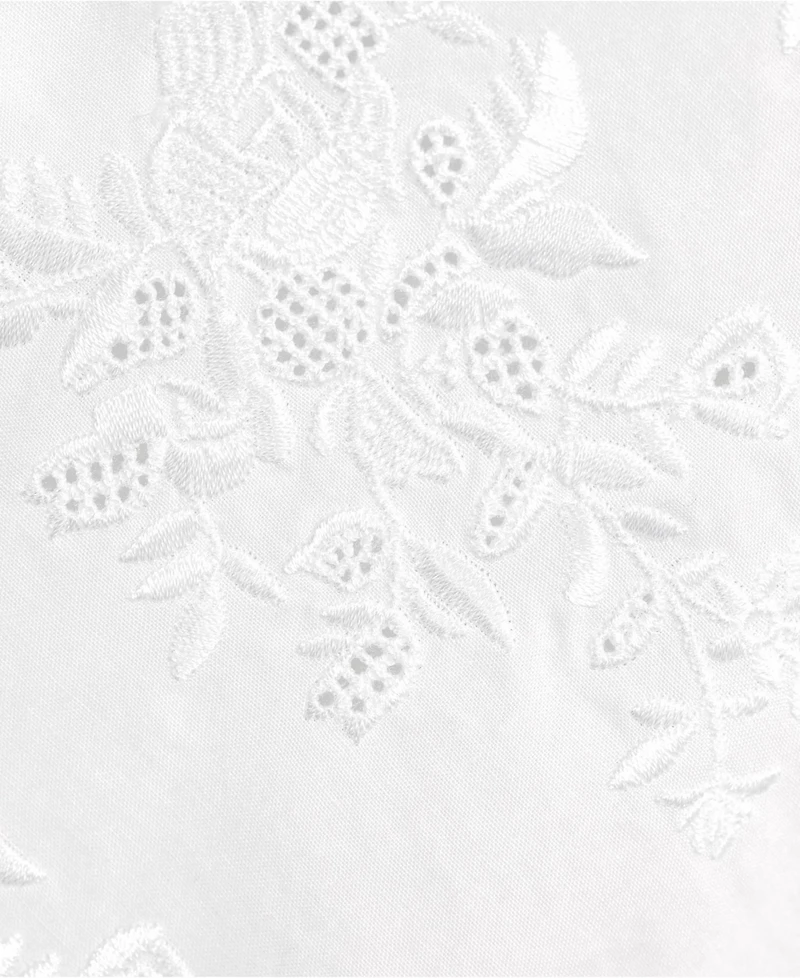 Lands' End Women's Embroidered Poplin Long Sleeve Blouse