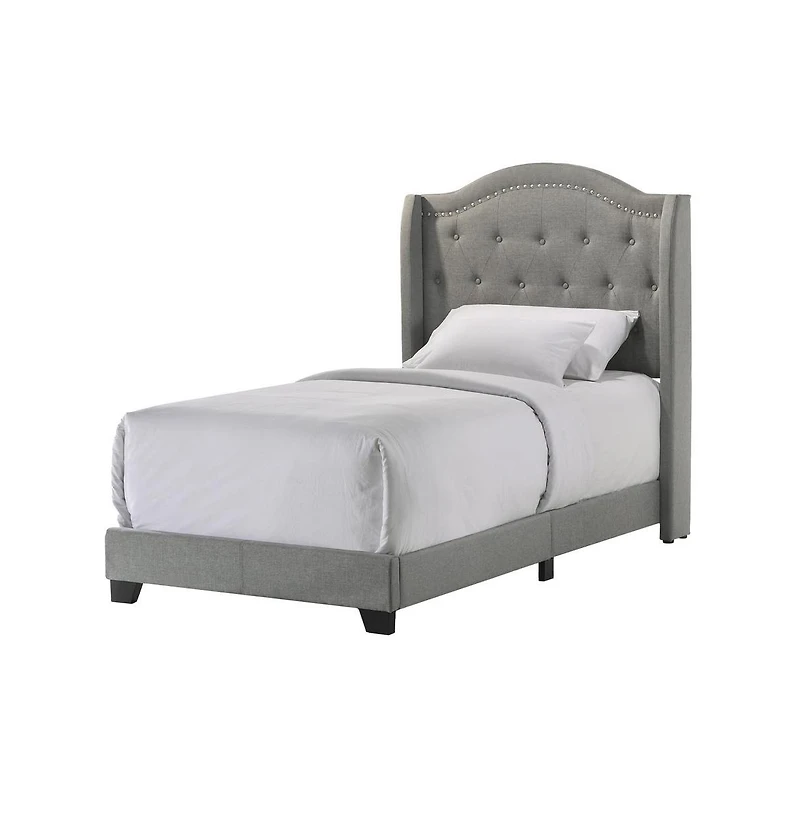 Intercon Rhyan Twin Uph Bed in Rhyan Smoke Fabric