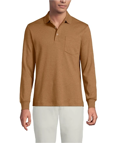 Lands' End Big & Tall Long Sleeve Cotton Supima Polo Shirt with Pocket