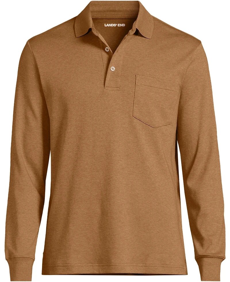 Lands' End Big & Tall Long Sleeve Cotton Supima Polo Shirt with Pocket