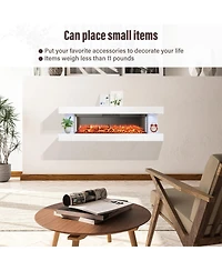 Clihome Sided Wall Mounted Led Electric Fireplace With Floating Mantel,Remote Control Adjustable Heat