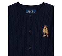 Polo Ralph Lauren Girls 2T-6X Bear Mini-Cable Cardigan