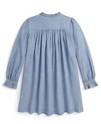 Polo Ralph Lauren Girls 7-16 Smocked Ruffle Trim Dress