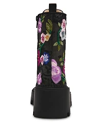 Betsey Johnson Women's Polli Embroidered Mesh Combat Boots