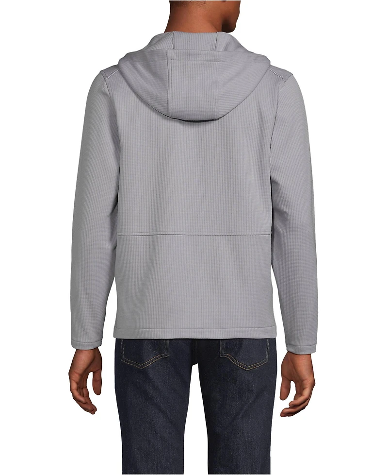 Lands' End Men's Unisex Grid Tech Hooded Zip Front Jacket