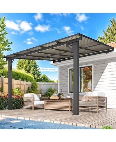 Aecojoy 10'x10' Adjustable Height Wall Mounted Outdoor Gazebos Pergola