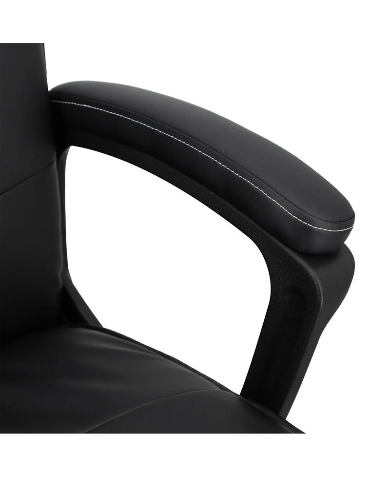 Elama High Back Tufted Faux Leather Adjustable Office Chair in Black