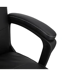 Elama High Back Tufted Faux Leather Adjustable Office Chair in Black