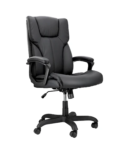 Elama High Back Adjustable Faux Leather Office Chair in Black and Black Base