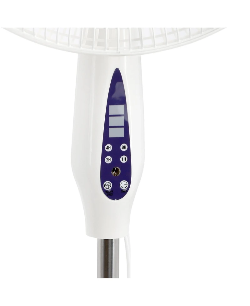 Vie Air 16 Inch 3 Speed Oscillating Stand Fan with Remote Control in White