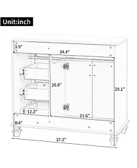Casainc 36" Bathroom Vanity with Sink, Cabinet Flip-Out Drawer, 3 Drawers, 2 Soft-Close Doors, Solid Wood and Mdf, Premium Hardware