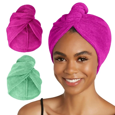 Microfiber Turbie Twist 2 Pack (Kelly Green, Wild Aster)