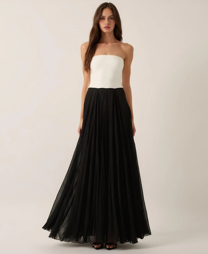 Modenaire Women's Strapless Two-Tone Tulle Evening Gown