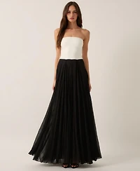 Modenaire Women's Strapless Two-Tone Tulle Evening Gown