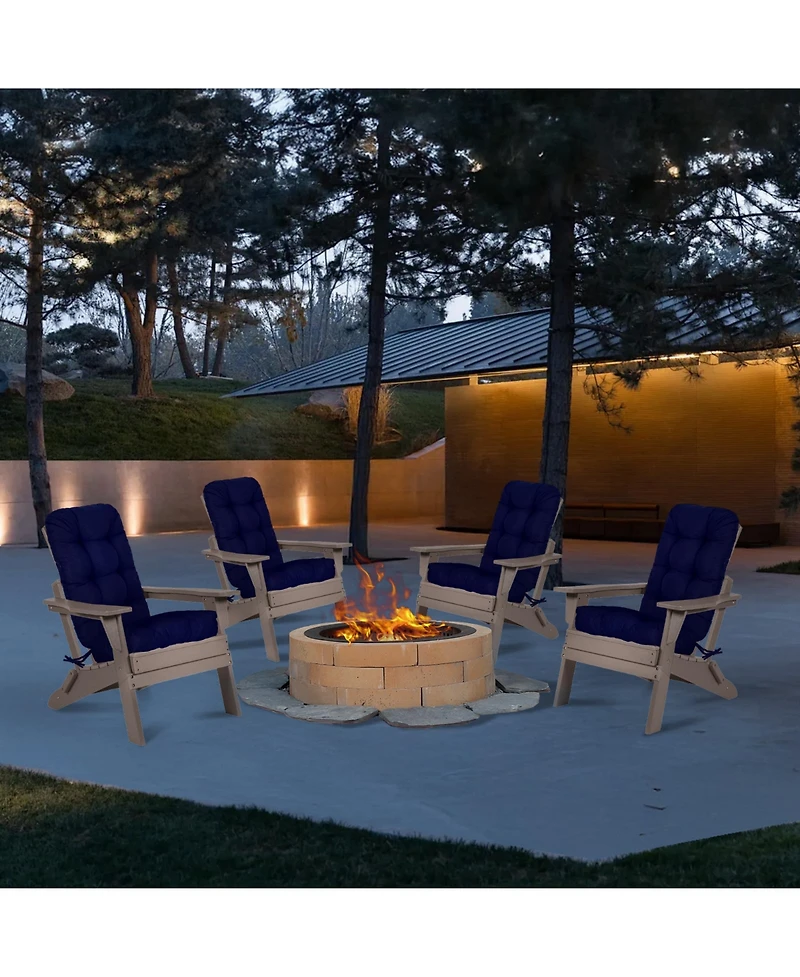 Aoodor Tufted Adirondack Chair Cushion, Outdoor High Back Cushions with Ties, Waterproof and Fade Resistant, Set of 2