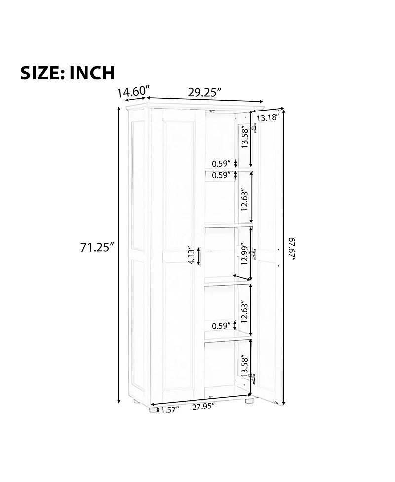 Casainc Storage Cabinet with Two Doors for Bathroom, Office, Adjustable Shelf, Mdf Board