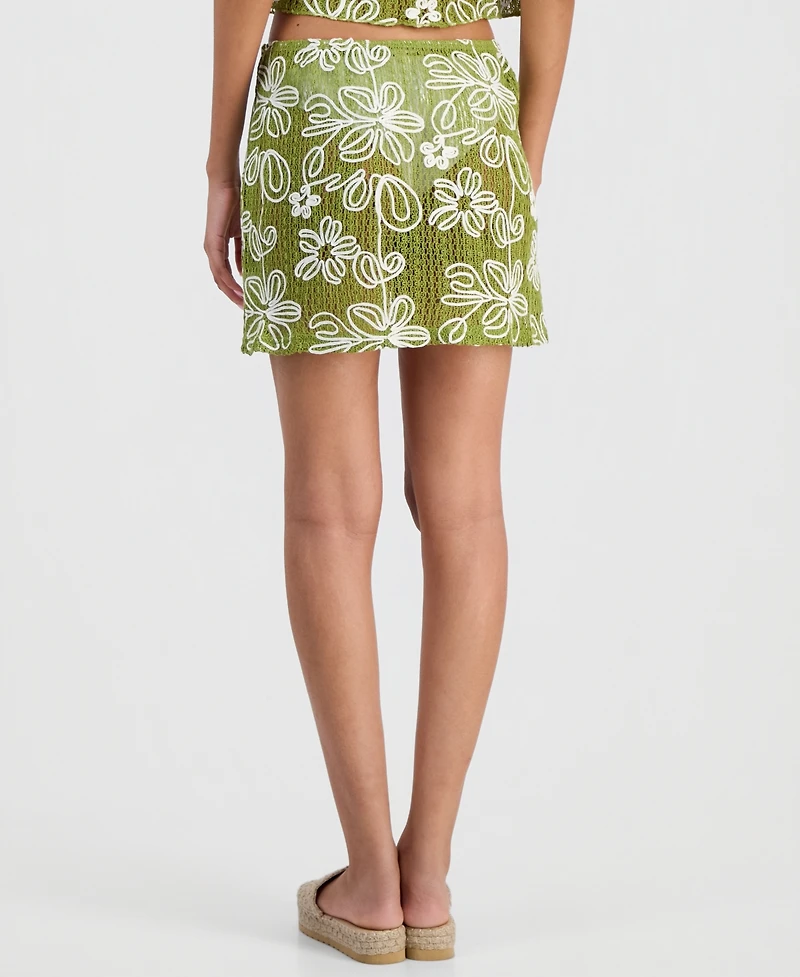 Miken Juniors' Floral Cover-Up Mini Skirt, Macy's Exclusive