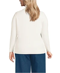 Lands' End Plus Long Sleeve Waffle Quarter Zip Pullover