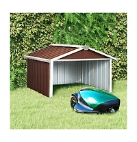 vidaXL Garden Shed Brown Galvanized Steel Medium Durable Garden Shed